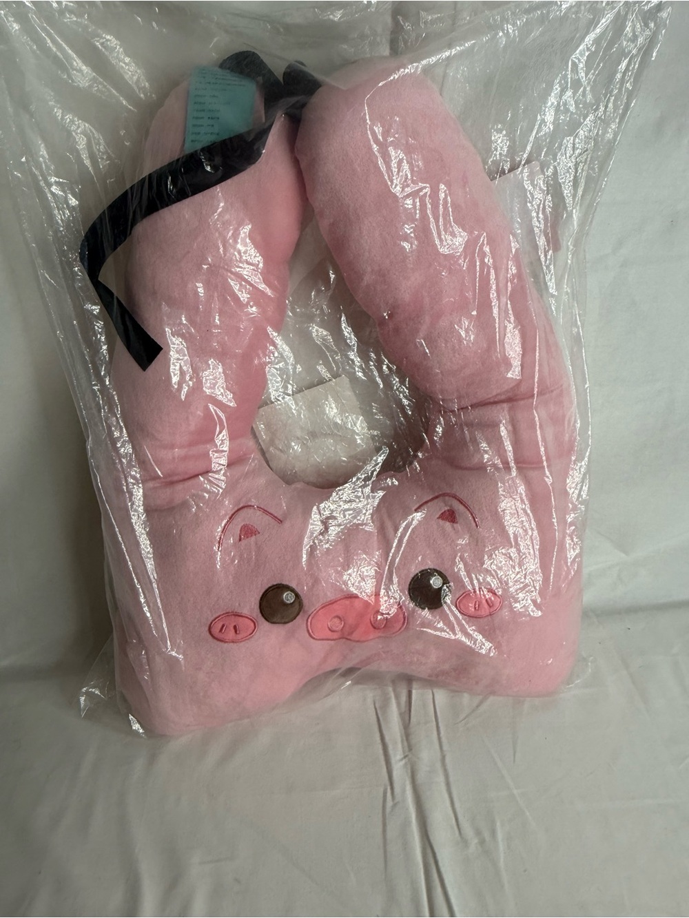 Plush Pink Kids Neck Pillow with Cute Animal Face